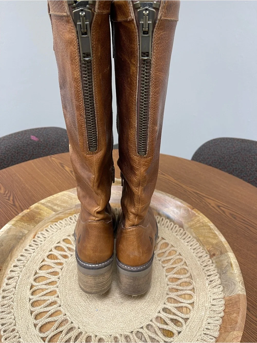 Over-the-Knee Brown Leather Riding-Style Boots